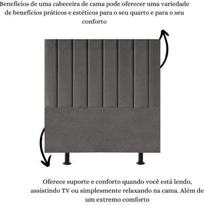 Cabeceira Estofada Cama Box Queen 160 Cm Sophia Carla Suede Cor:cinza Escuro