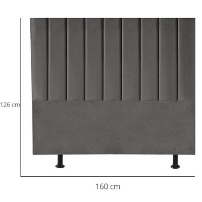 Cabeceira Estofada Cama Box Queen 160 Cm Sophia Carla Suede Cor:cinza Escuro