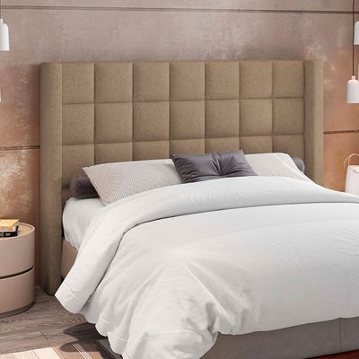 Kit Cabeceira Cama Box Paris 160 Cm Com Puff Recamier Itália P05 Bouclê Bege Lyam Decor