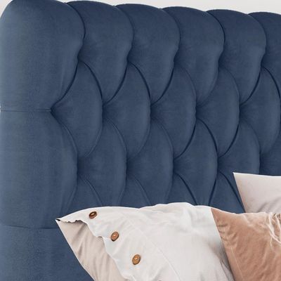 Cabeceira Solteiro 88 Cm Vegas Veludo Azul Soon Azul