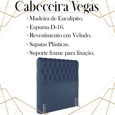 Cabeceira Solteiro 88 Cm Vegas Veludo Azul Soon Azul