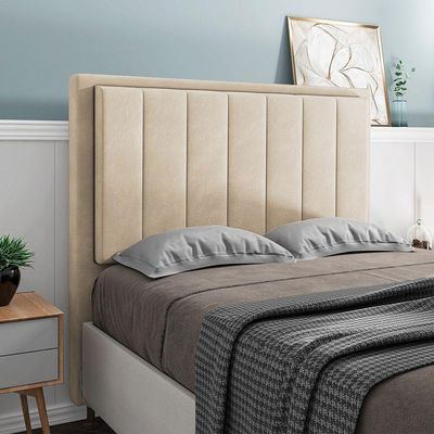 Cabeceira Opala Para Cama Box Queen 160 Cm Suede Bege - D'rossi