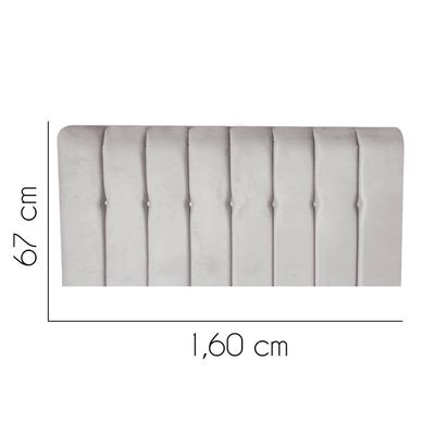 Painel Estofada Kiara 160cm Queen Size Box Quarto Suede Cinza Claro - Gat Magazine