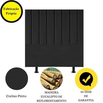 Cabeceira De Cama Solteiro Box 100 Cm Karla Carla Corino Cor:preto