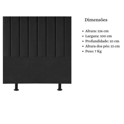 Cabeceira De Cama Solteiro Box 100 Cm Karla Carla Corino Cor:preto