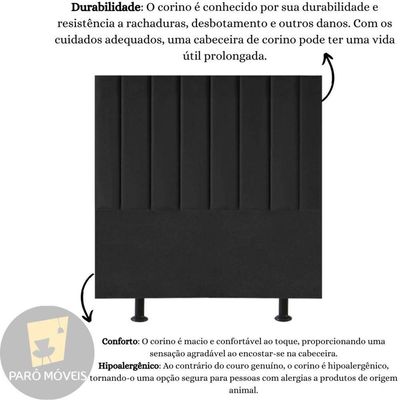 Cabeceira De Cama Solteiro Box 100 Cm Karla Carla Corino Cor:preto