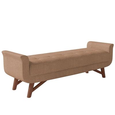 Kit Cabeceira Cama Box Paris 140cm Com Puff Recamier Itália P05 Bouclê Bege