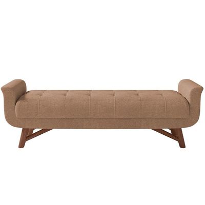 Kit Cabeceira Cama Box Paris 140cm Com Puff Recamier Itália P05 Bouclê Bege