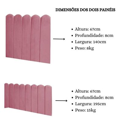 Cabeceira Painel Cama Casal Box Nuvem Suede Sandy 140 Cm Cor:rosa
