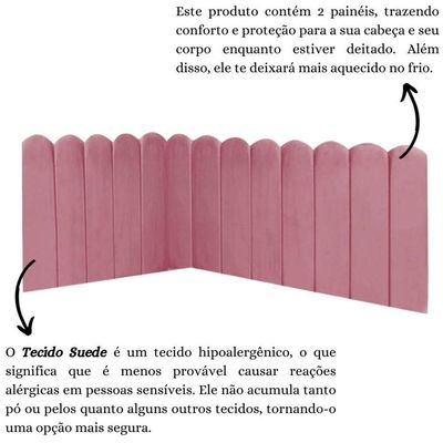 Cabeceira Painel Cama Casal Box Nuvem Suede Sandy 140 Cm Cor:rosa