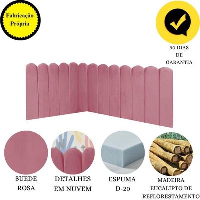 Cabeceira Painel Cama Casal Box Nuvem Suede Sandy 140 Cm Cor:rosa