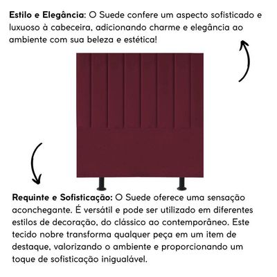 Cabeceira Estofada Cama Box King 195 Cm Catarina Suede E Frame Cor:bordô