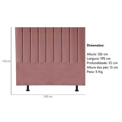 Cabeceira Estofada Cama Box King 195 Cm Eloá Suede E Frame Cor:rosé