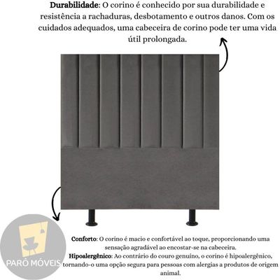 Cabeceira De Cama King Box 195 Cm Karla Carla Corino Cor:cinza