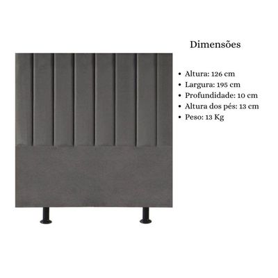 Cabeceira De Cama King Box 195 Cm Karla Carla Corino Cor:cinza