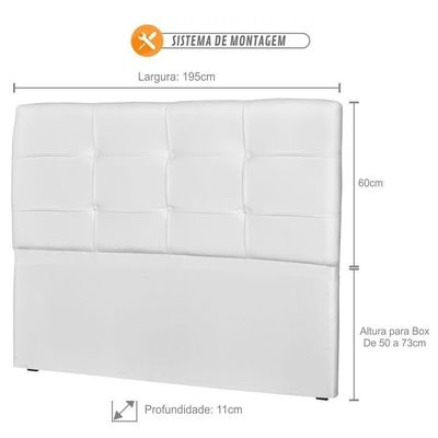 Cabeceira Casal 195Cm London Corino Branco - Js Móveis