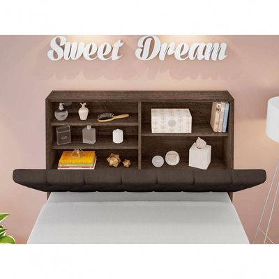 Cabeceira Box Solteiro Isis Chocolate Com Capitonê Marrom