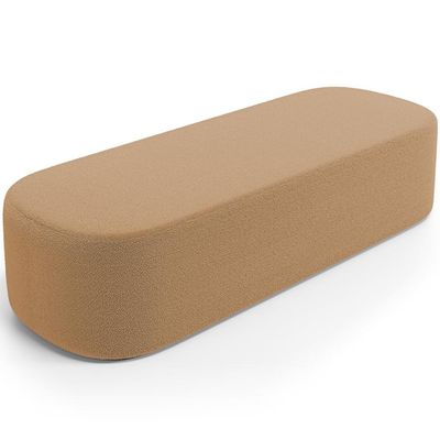 Cabeceira Cama Box King 195cm Lanna Com Puff Recamier Doha W01 Bouclê Mostarda - Lyam Decor