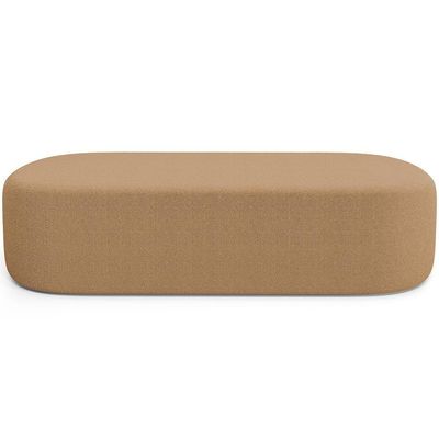 Cabeceira Cama Box King 195cm Lanna Com Puff Recamier Doha W01 Bouclê Mostarda - Lyam Decor