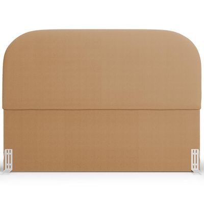Cabeceira Cama Box King 195cm Lanna Com Puff Recamier Doha W01 Bouclê Mostarda - Lyam Decor