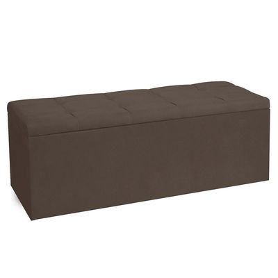 Kit Cabeceira E Calçadeira Baú King 1,95m Roma Suede Marrom - Pallazio