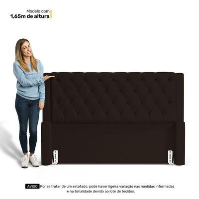 Cabeceira Atena Para Cama Box Casal Padrão 140cm Capitonê Com Frame Sintético Marrom - Desk Design