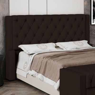 Cabeceira Atena Para Cama Box Casal Padrão 140cm Capitonê Com Frame Sintético Marrom - Desk Design