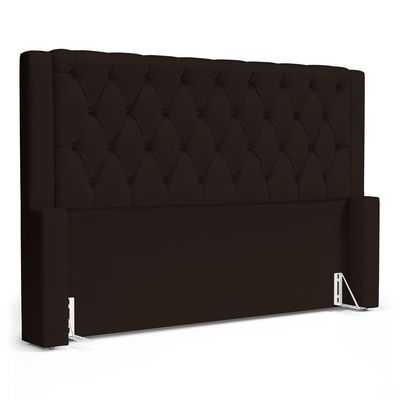 Cabeceira Atena Para Cama Box Casal Padrão 140cm Capitonê Com Frame Sintético Marrom - Desk Design