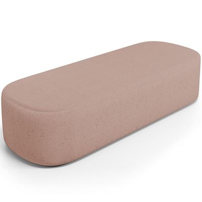 Cabeceira Cama Box King 195cm Lanna Com Puff Recamier Doha W01 Linho Rosê - Lyam Decor