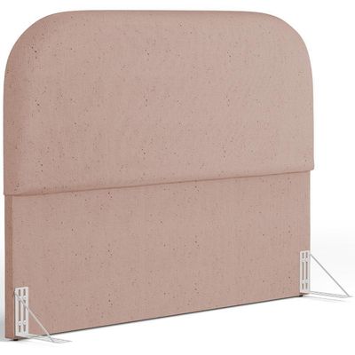 Cabeceira Cama Box King 195cm Lanna Com Puff Recamier Doha W01 Linho Rosê - Lyam Decor