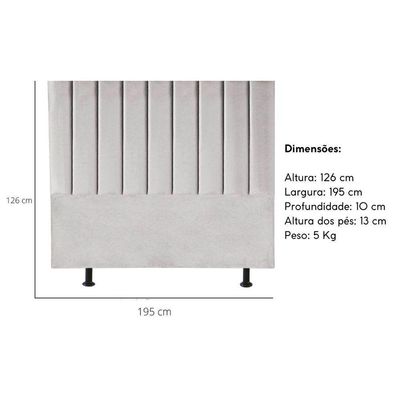 Cabeceira De Cama King Size Box 195 Cm Karla Suede Cor:cinza Claro