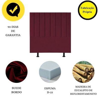 Cabeceira Estofada Cama Box Solteiro 90 Cm Karla Suede bordô