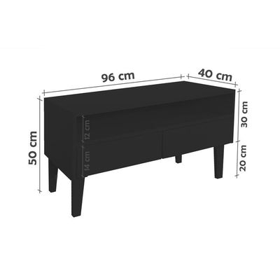 Rack Para Tv Bancada Com Nicho E Gaveta Preto Laca