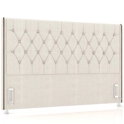 Cabeceira Cama Box King 195cm Estofada Frizza P05 Linho Creme