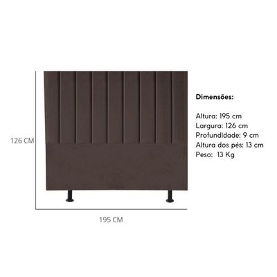 Cabeceira Estofada Cama Box King 195 Cm Sophia Carla Linho marrom
