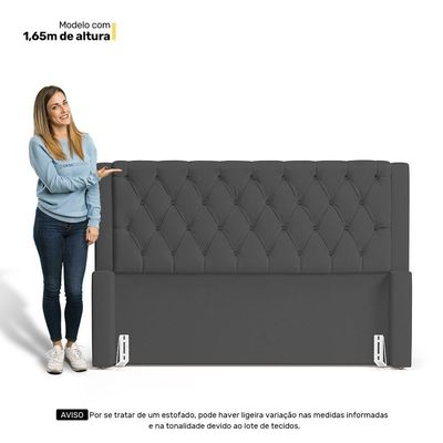 Cabeceira Atena Para Cama Box Casal Padrão 140cm Capitonê Com Frame Suede Cinza - Desk Design