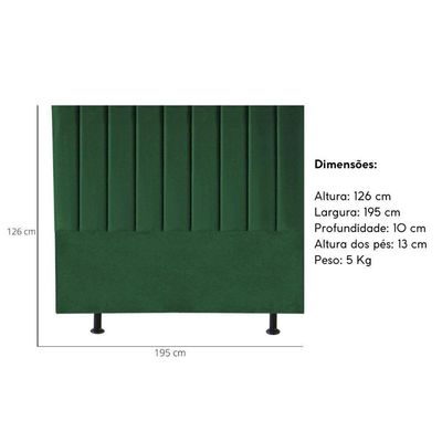 Cabeceira Estofada Cama Box King 195 Cm Mavie Suede Verde