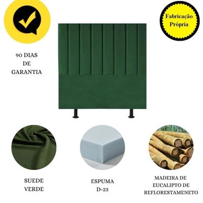 Cabeceira Estofada Cama Box King 195 Cm Mavie Suede Verde