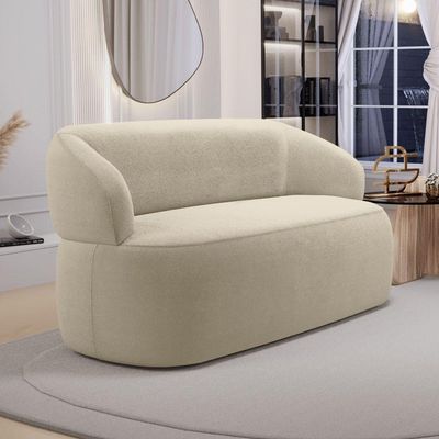 Sofá Orgânico 03 Lugares Living Glee 170cm Bouclê Bege - Desk Design