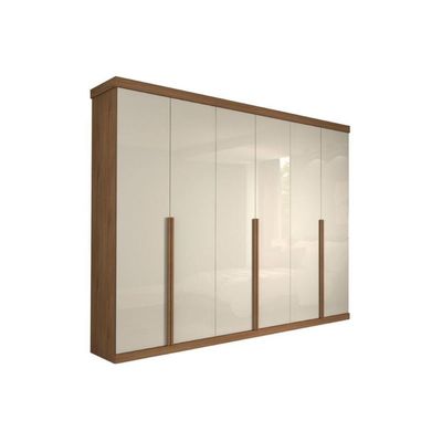 Guarda Roupa 6 Portas E 6 Gavetas Guarapari Avelã-Off White - Panan
