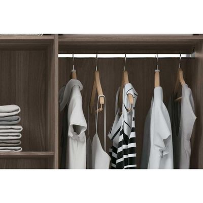 Guarda Roupa Casal 8 Portas e 4 Gavetas c/ Espelho e Pés Nápoles Jatoba/Grafitte - Santos Andirá