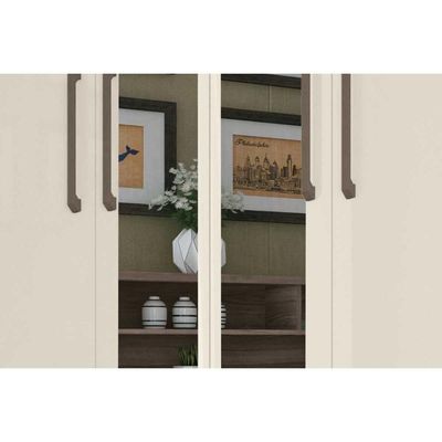 Guarda Roupa Casal 8 Portas e 4 Gavetas c/ Espelho e Pés Nápoles Jatoba/Grafitte - Santos Andirá