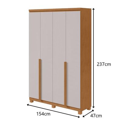 Guarda-roupas 4 Portas 2 Gavetas 100% Mdf Alonzo Sem Espelho E Com Pés Amendoa Clean Off White