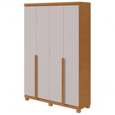 Guarda-roupas 4 Portas 2 Gavetas 100% Mdf Alonzo Sem Espelho E Com Pés Amendoa Clean Off White