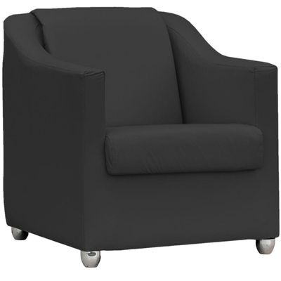 Kit 2 Poltronas Mila Corino Preto Pé De Plástico Cromado - Preto, Corino