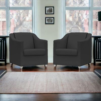 Kit 2 Poltronas Mila Corino Preto Pé De Plástico Cromado - Preto, Corino