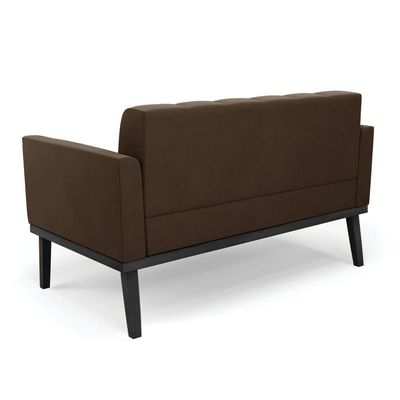 Sofá Namoradeira E 2 Poltronas Base De Madeira Preto Elisa Suede Marrom D03 - D'rossi