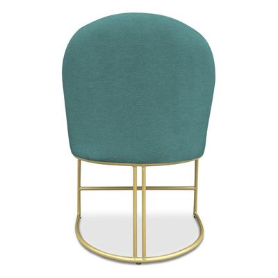 Cadeira Poltrona De Jantar Bela Suede Azul Turquesa Base Metálica Industrial Dourado - Pallazio