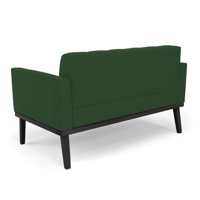 Sofá Namoradeira E Poltrona Base De Madeira Preto Elisa Veludo Verde D03 - D'rossi