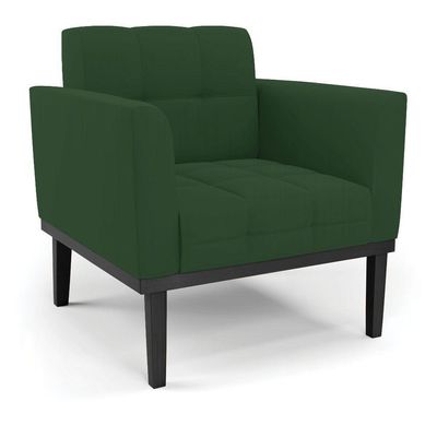 Sofá Namoradeira E Poltrona Base De Madeira Preto Elisa Veludo Verde D03 - D'rossi